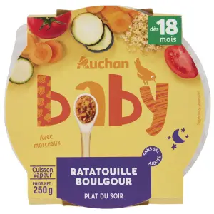 AUCHAN Assiette ratatouille boulghour lait dès 15 mois 250g