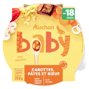 AUCHAN Assiette carotte pates boeuf dès 18 mois 250g