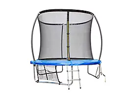 Trampoline de jardin rond Ø2,44 m avec filet de sécurité, échelle, rangement chaussures et bâche de protection, Soulet