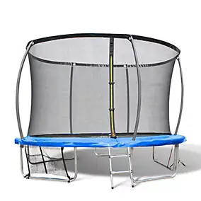 Trampoline de jardin rond Ø3,66 m avec filet de sécurité, échelle, rangement chaussures et bâche de protection, Soulet