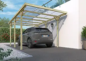 Carport en bois toit plat Jean Cerland 15,6m²