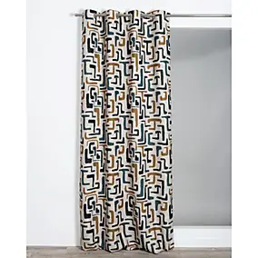 Rideau tamisant à œillets Ettore imprimé géométrique jaune et bleu l.140 x H.260cm Rocle