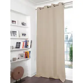 Rideau occultant à oeillets aspect laine beige L.260 x l.135 cm Rocle