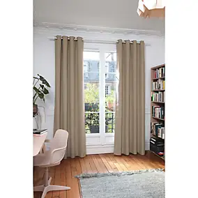 Rideau occultant thermique doublé avec œillets coloris uni camel pélican L.250 x l.130 cm, Moondream Rocle
