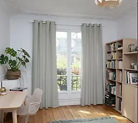 Rideau phonique et thermique à œillets gris galet H.250 x l.130 cm Rocle