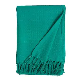 Plaid Firoza coton vert L.160 x l.120 cm
