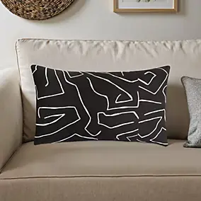Coussin Halia noir et blanc L.50 x l.30 cm