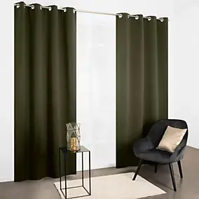 Rideau occultant à œillets uni Sky vert kaki L.240 x L.135cm JBY Creation