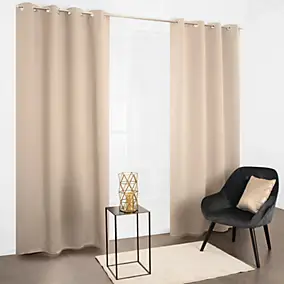 Rideau occultant à œillets uni Sky beige écru L.240 x L.135cm JBY Creation