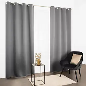 Rideau occultant à œillets uni Sky gris L.240 x L.135cm JBY Creation