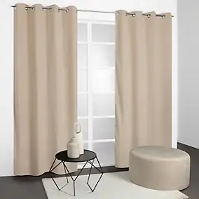 Rideau thermique à œillets velours côtelé blanc écru H.240 x l.135cm JBY Creation