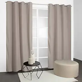 Rideau thermique à œillets velours côtelé beige taupe H.240 x l.135cm JBY Creation