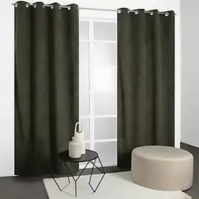 Rideau thermique à œillets velours côtelé vert H.240 x l.135cm JBY Creation
