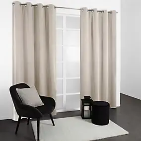 Rideau occultant thermique à oeillets blanc écru L.240 x l.135cm, JBY Creation