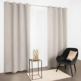 Rideau occultant phonique à œillets beige crème l.135 x H.260 cm JBY Creation