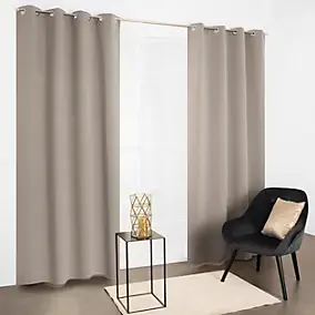 Rideau occultant phonique, thermique à œillets beige taupe l.135 x H.260 cm JBY Creation