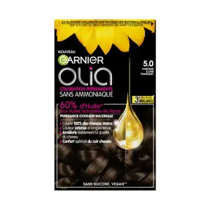 GARNIER Olia Coloration permanente sans ammoniaque 5.0 châtain clair fondant 3 produits 1 kit