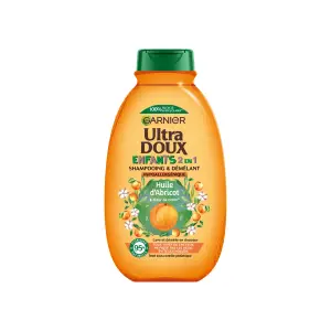 GARNIER ULTRA DOUX Enfant 2en 1 shampoing et démêlant hypoallergénique huile d'abricot et fleur de coton 300ml