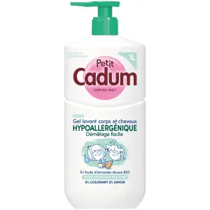CADUM Gel lavant corps et cheveux hypoallergénique démêlage facile 1000ml
