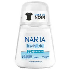 NARTA Invisible Déodorant bille 72H anti-traces blanches et jaunes fraicheur pure 50ml