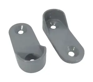 2 supports penderie mur ovale 30 x 15 mm gris