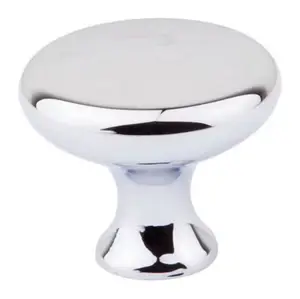 Bouton rond en acier chromé
