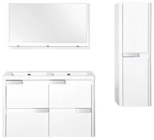 Miroir Salsa laqué blanc brillant L. 100 cm x H. 55 x P. 13,2