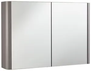 Armoire miroir Salsa laqué taupe brillant L. 80 x H. 55 x P 14 cm