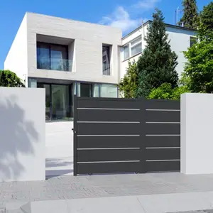 Portail coulissant aluminium gris anthracite "Aracaju" - L. 3,25 x H. 1,76 m