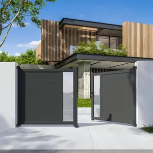 Portail aluminium battant gris anthracite "Olinda" - L. 3,50 x H. 1,70 m