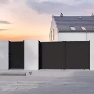 Portail coulissant aluminium gris anthracite "Santos" - L. 3,75 x H. 1,80 m