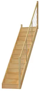 Rampe tubes pour volée hêtre 1/4 tournant droit