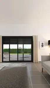Baie aluminium coulissante + volet roulant motorisé gris - H. 200 X L. 240 cm