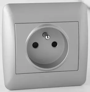 Prise 2 points avec terre "OME" silver