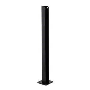 Platine de fixation métallique noire pour poteau PVC - H. 50,5 cm Section : 80 mm x 80 mm