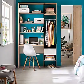 Dressing-bureau Meeting l. 120 x P. 40/51,5 x H. 205 cm chêne clair et blanc