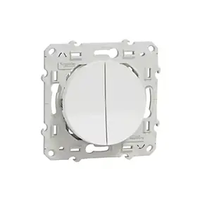 Interrupteur va-et-vient + poussoir 10A à vis Schneider Electric Odace blanc