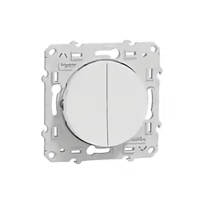 Interrupteur double poussoir connexion rapide à vis Schneider Electric Odace blanc