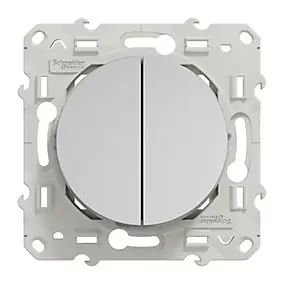 Interrupteur va-et-vient + poussoir 10A à vis Schneider Electric Odace aluminium