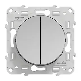 Interrupteur double poussoir connexion rapide à vis Schneider Electric Odace aluminium
