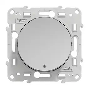 Interrupteur poussoir lumineux LED bleu 10A à vis Schneider Electric Odace aluminium
