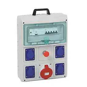 Coffret électrique de chantier pré-équipé et pré-câblé 4 prises 16A + 1 prise 3 pôles + terre 16A Schneider Electric Kaedra