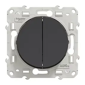 Interrupteur double va-et-vient connexion rapide à vis Schneider Electric Odace anthracite