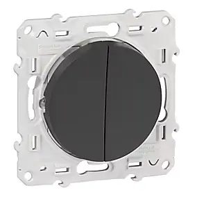 Interrupteur double poussoir connexion rapide à vis Schneider Electric Odace anthracite
