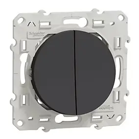 Interrupteur va-et-vient + poussoir 10A à vis Schneider Electric Odace anthracite