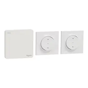 Kit volet roulant avec 2 interrupteurs va-et-vient + passerelle wifi + 2 plaques de finition simples Schneider Electric Odace Wiser blanc