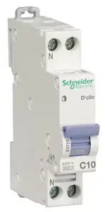 Disjoncteur peignable courbe C phase + neutre 10A Schneider Electric Resi9 XP