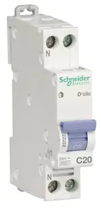 Disjoncteur peignable courbe C phase + neutre 20A Schneider Electric Resi9 XP