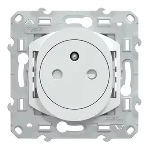 Prise avec terre affleurante "Ovalis" blanc bornes automatiques - 16 A