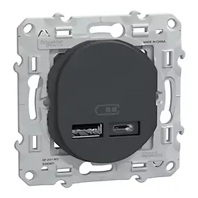 Double chargeur usb A + C 12W Schneider Electric Ovalis anthracite